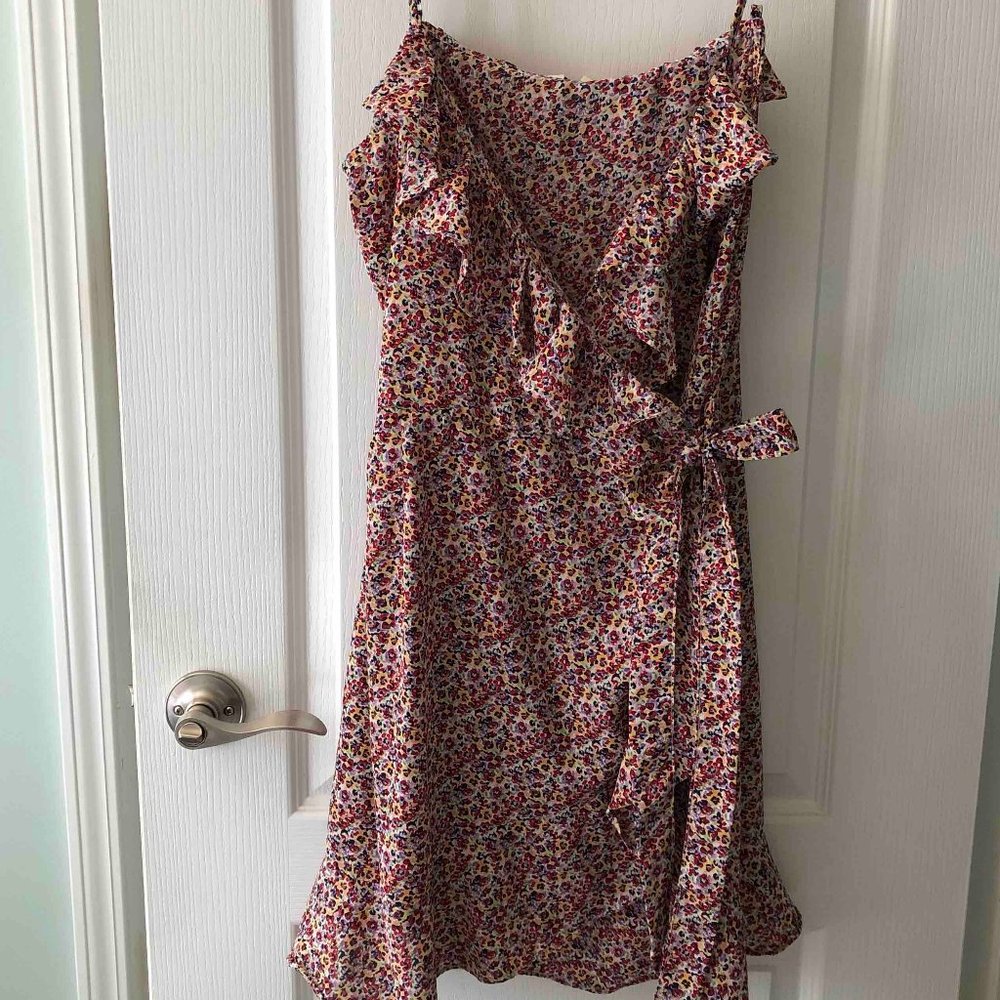 Brave Soul Floral Mini wrap dress with ruffles and adjustable straps Size M